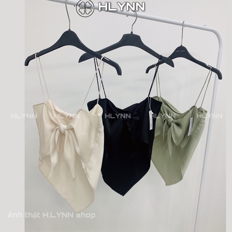 Áo lụa hai dây vạt khăn buộc nơ có mút ngực m129 | BigBuy360 - bigbuy360.vn