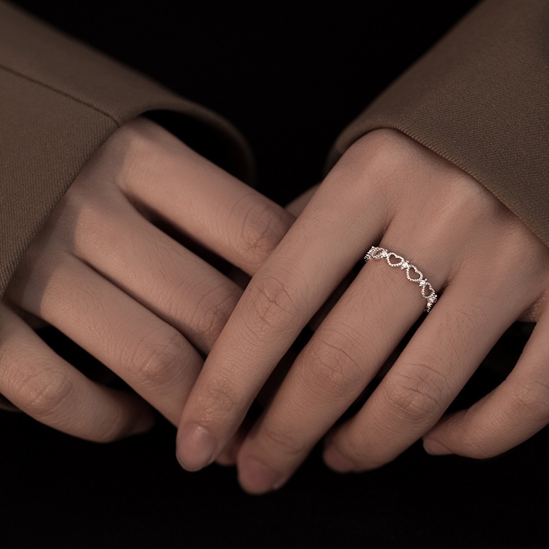 Nhẫn Đính Đá Zircon Hình Trái Tim Thời Trang Cho Nữ