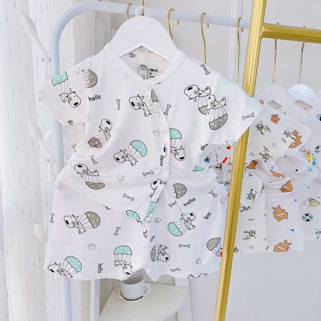 Bộ cộc tay cho bé Đồ sơ sinh bé gái Đồ sơ sinh bé trai Bộ minky mom cho bé