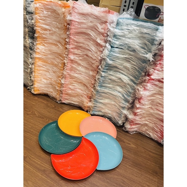 Combo 5 đĩa đựng trái cây, hoa quả, bánh kẹo, đồ ăn hình bán nguyệt - Đĩa nhựa decor