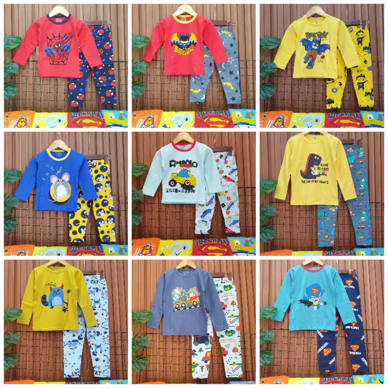 Đồ bộ thun cotton quảng châu xuất hàn bé trai tay dài thu đông