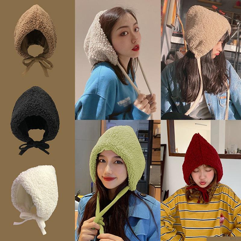 Mũ beanie lông che tai màu trơn ấm áp chống gió thời trang mùa đông tiện dụng khi trượt tuyết