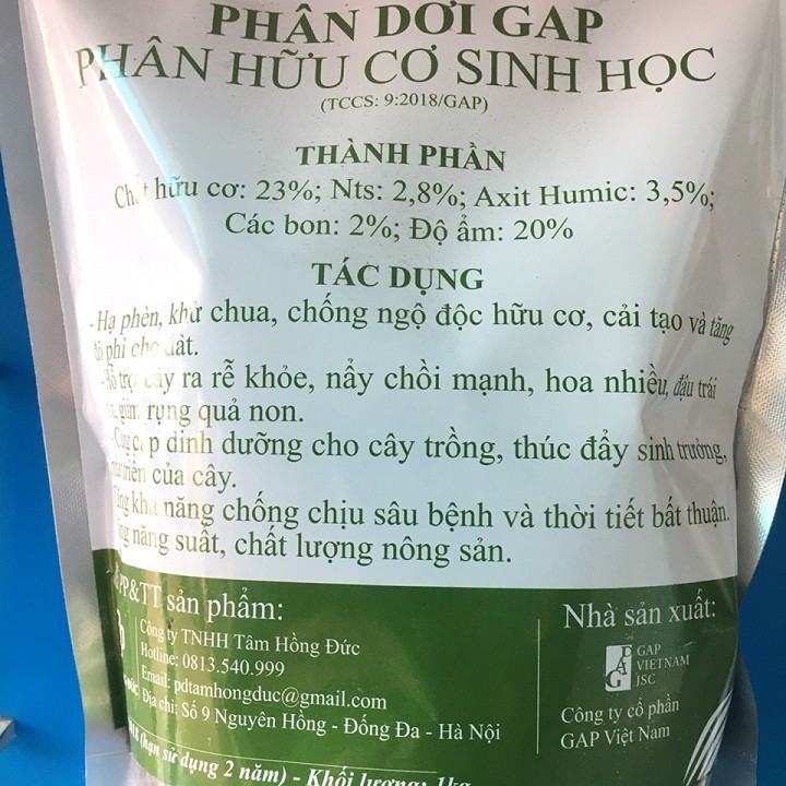 Phân dơi VietGAP hữu cơ sinh học túi 1kg