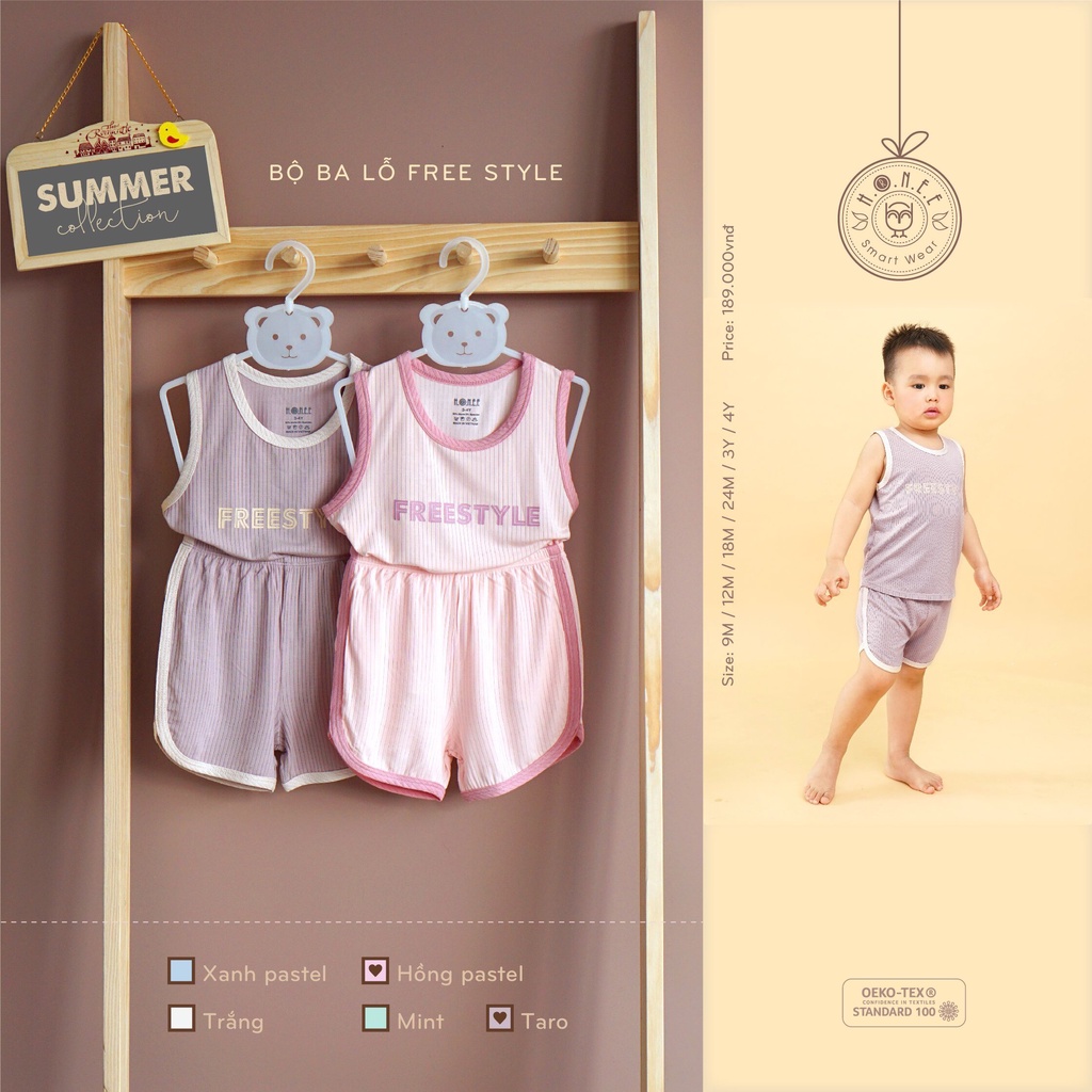 Bộ quần áo ba lỗ free style chất vải mềm mịn thoáng mát cho bé mới nhất xuân hè 2022