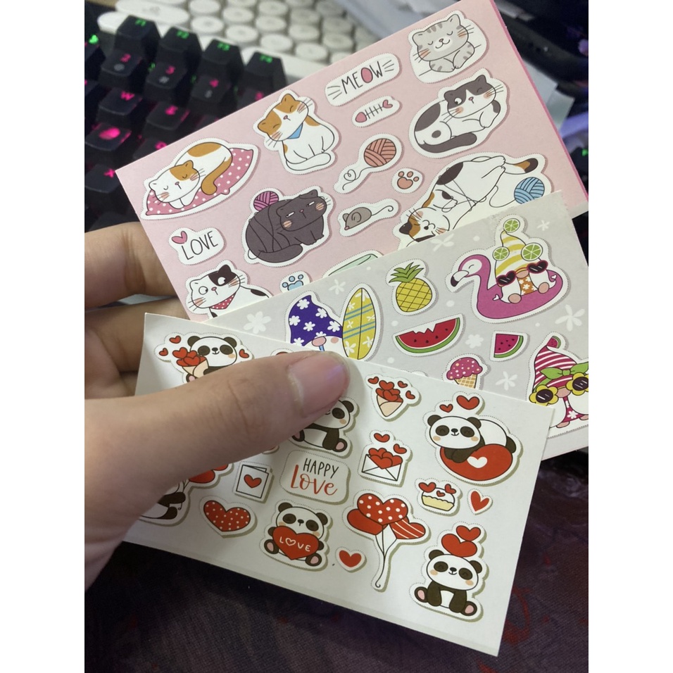 SÉT STICKER  họa tiết chống nước, dán trang trí điện thoại, mũ bảo hiểm, vali, xe ga (Giao ngẫu nhiên)