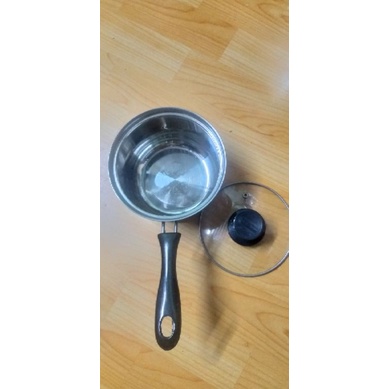 Nồi Nấu Bột, Quánh Inox nắp kiếng 15Cm, Xoong Nấu Bột - Cháo Tiện Lợi