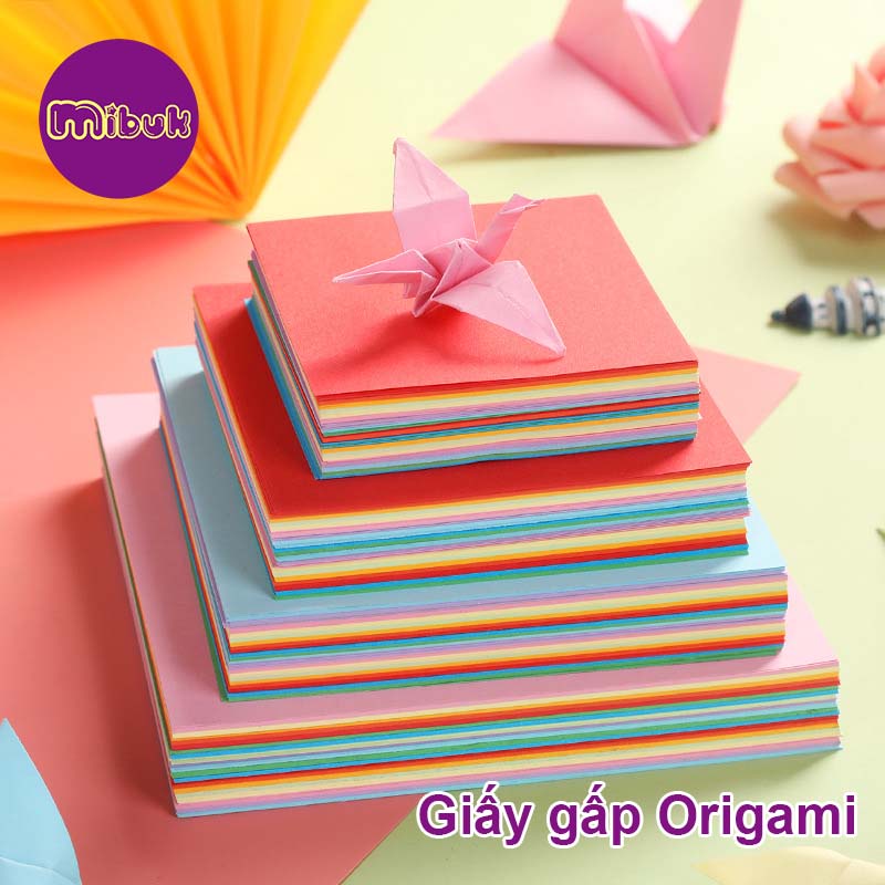 Giấy gấp Origami nhiều kích thước 9.7x9.7 12x12 14.5x14.5 cm