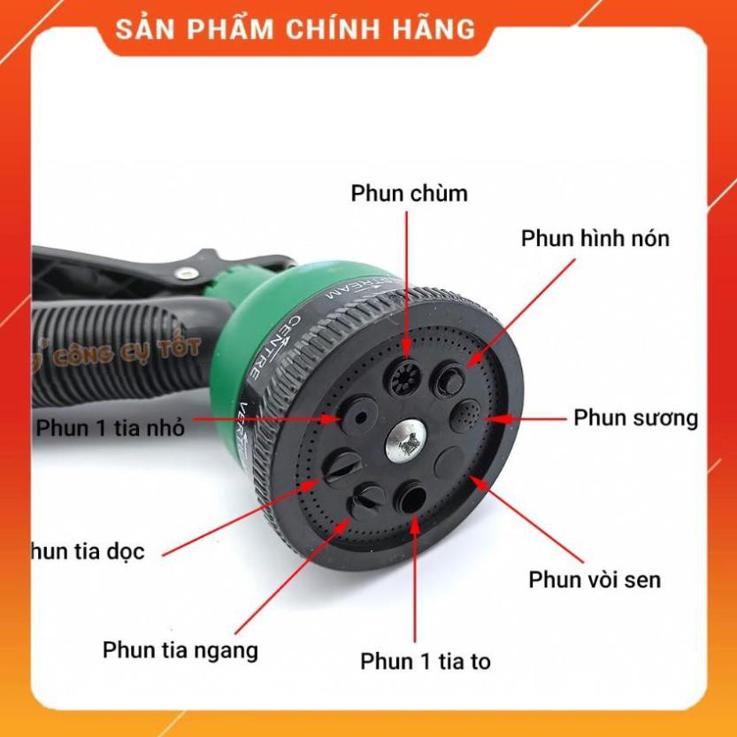 Vòi xịt rửa xe,Vòi phun nước tưới cây tăng áp thông minh 8 chế độ 815576 (cút vàng,nối đen - dây xanh)