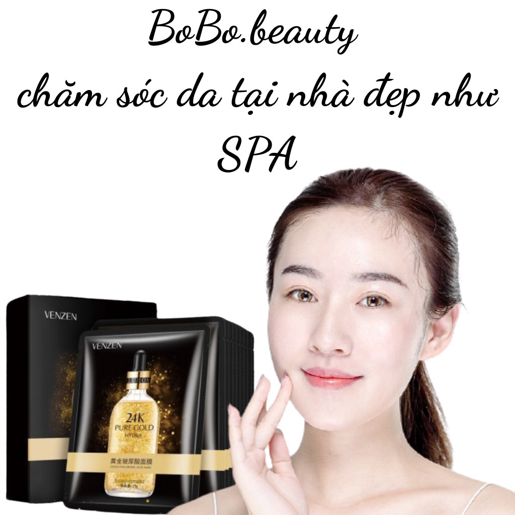 Mặt nạ vàng 24k dưỡng trắng sáng da chống lão hóa cấp ẩm VENZEN mask nội địa trung