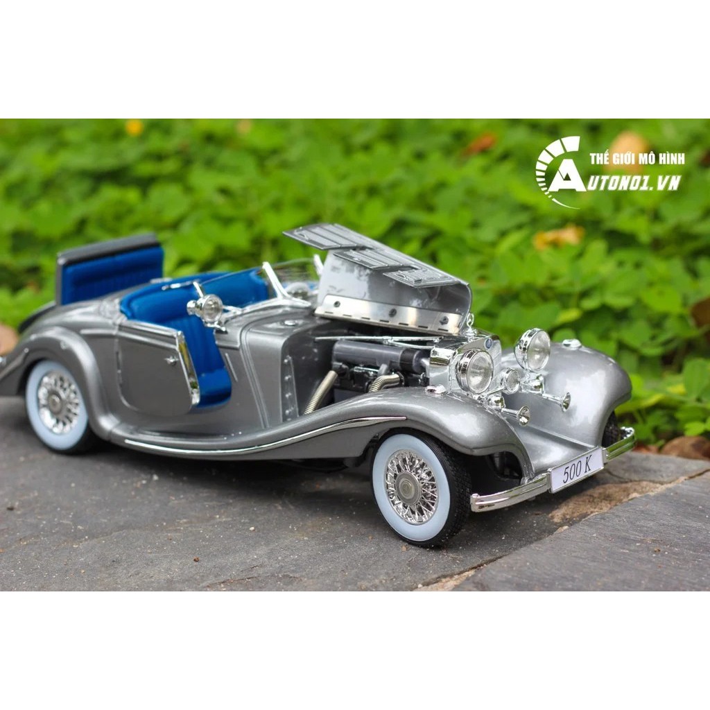 MÔ HÌNH XE MERCEDES BENZ 500K TYP SPECIAL ROADSTER 1936 GREY 1:18 MAISTO 3996