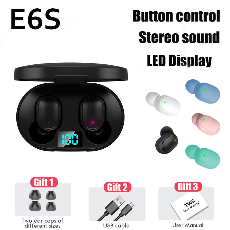 Tai Nghe Không Dây Bluetooth 5.0 E6S TWS Giảm Tiếng Ồn Chất Lượng Cao