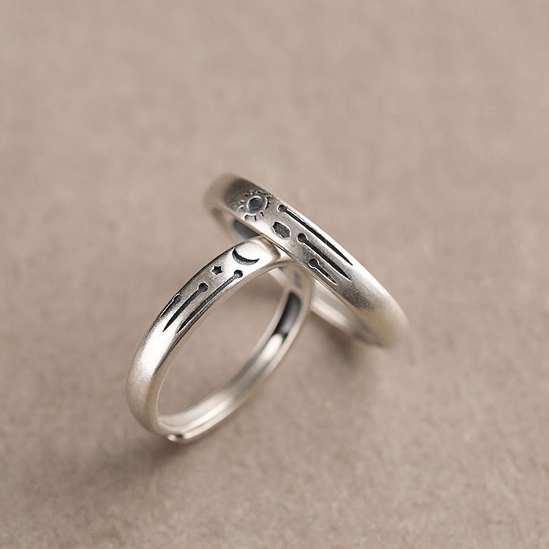 Nhẫn Cặp Hở Hình Mặt Trời / Mặt Trăng Đơn Giản Thời Trang