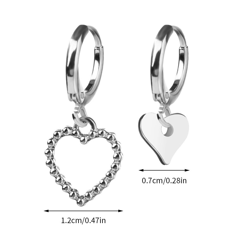 Bông tai hình trái tim bất đối xứng thiết kế thời trang cho nữ