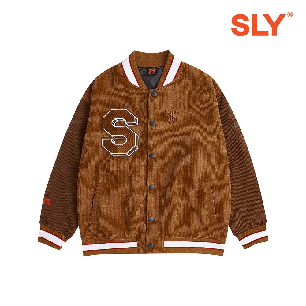 Áo khoác vải gân Corduroy SLY màu nâu