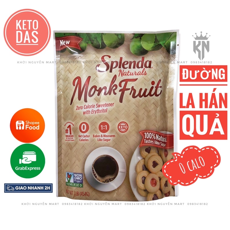 Đường La Hán Quả Splenda Monkfruit Naturals Túi 454g Nhập Khẩu Mỹ