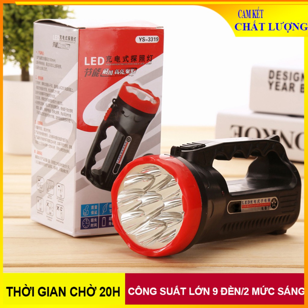 Đèn pin cầm tay đèn Led hai chế độ sáng có thể sạc lại, phù hợp sử dụng trong nhà hoặc ngoài trời