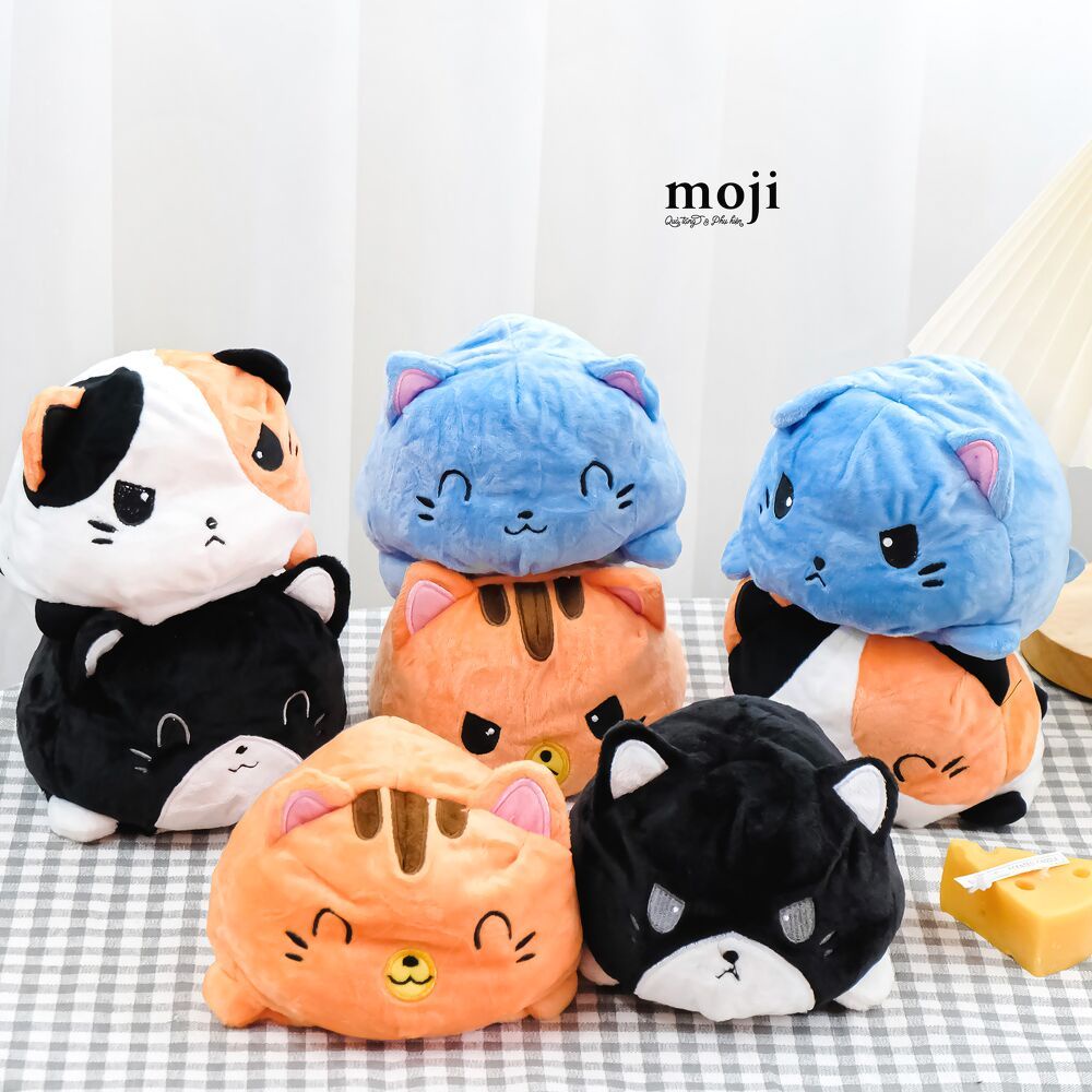 Gấu bông mèo cảm xúc lộn 2 mặt