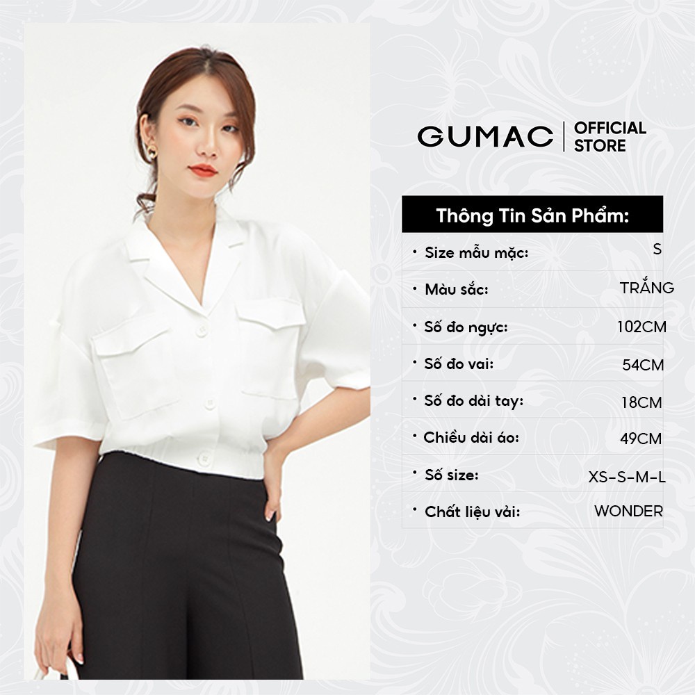 [Mã WABRGUM giảm 10% tối đa 30K đơn 99K] Áo kiểu nữ cổ danton phối túi GUMAC lai bo chun AB506