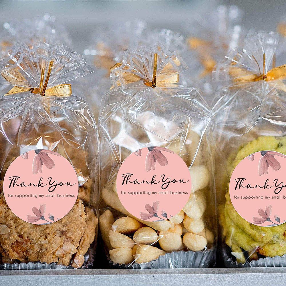 Cuộn 500 nhãn dán in chữ Thank You trang trí quà tặng xinh xắn tiện dụng