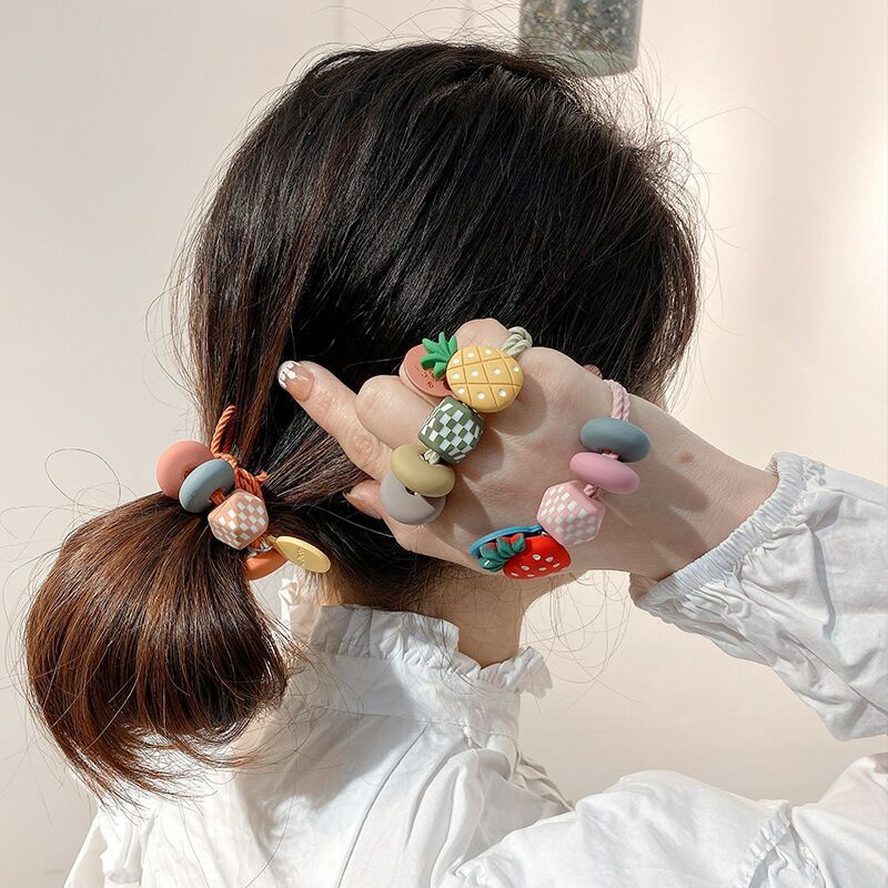 Cột tóc hàn quốc trái cây kèm 4 hạt màu Tiluca COT07