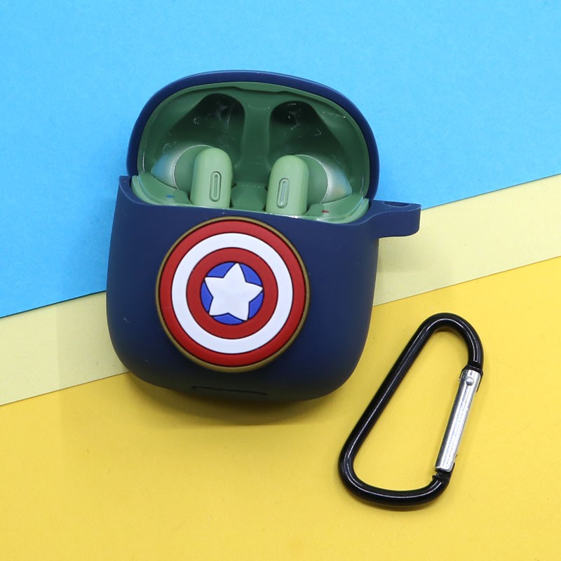 Vỏ bọc bảo vệ hộp sạc tai nghe không dây bluetooth TWS JBL TUNE 220 bằng silicone hoạt hình đáng yêu có móc khóa