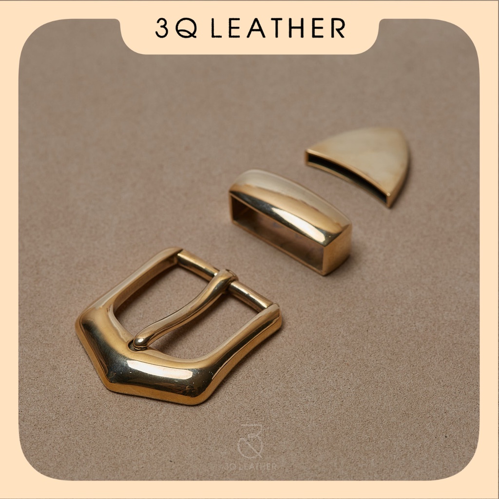 Mặt dây lưng Nam Nữ 3 chi tiết màu Vàng, mã MDL006, size 34.5mm, chất liệu đồng nguyên chất, mặt thắt lưng nam