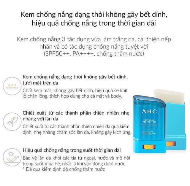 Thanh lăn chống nắng dạng thỏi AHC Natural Shield Sun Stick SPF 50+/PA++++ 14g | BigBuy360 - bigbuy360.vn