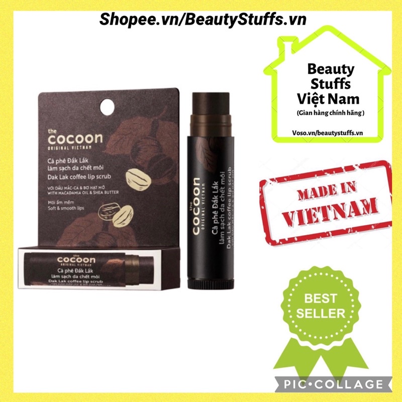 (Date 2024) Tẩy da/tế bào chết môi Cocoon cà phê Dak Lak Coffee Lip Scrub 5g