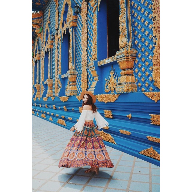 Chân váy ấn hoạ tiết giọt nước 95cm