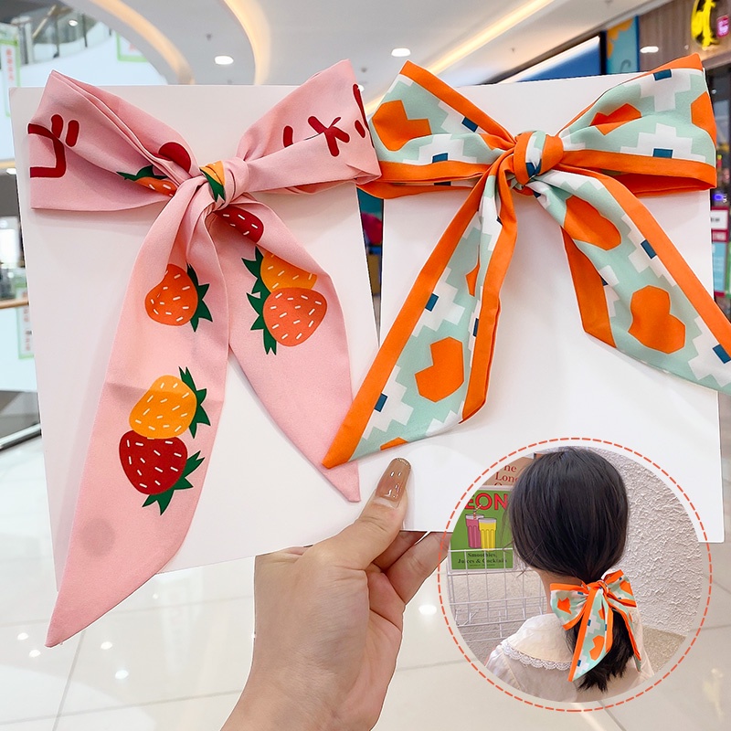 Dây Buộc Tóc Thắt Nơ Bướm Vải Lụa Thời Trang Hàn Quốc Cho Nữ