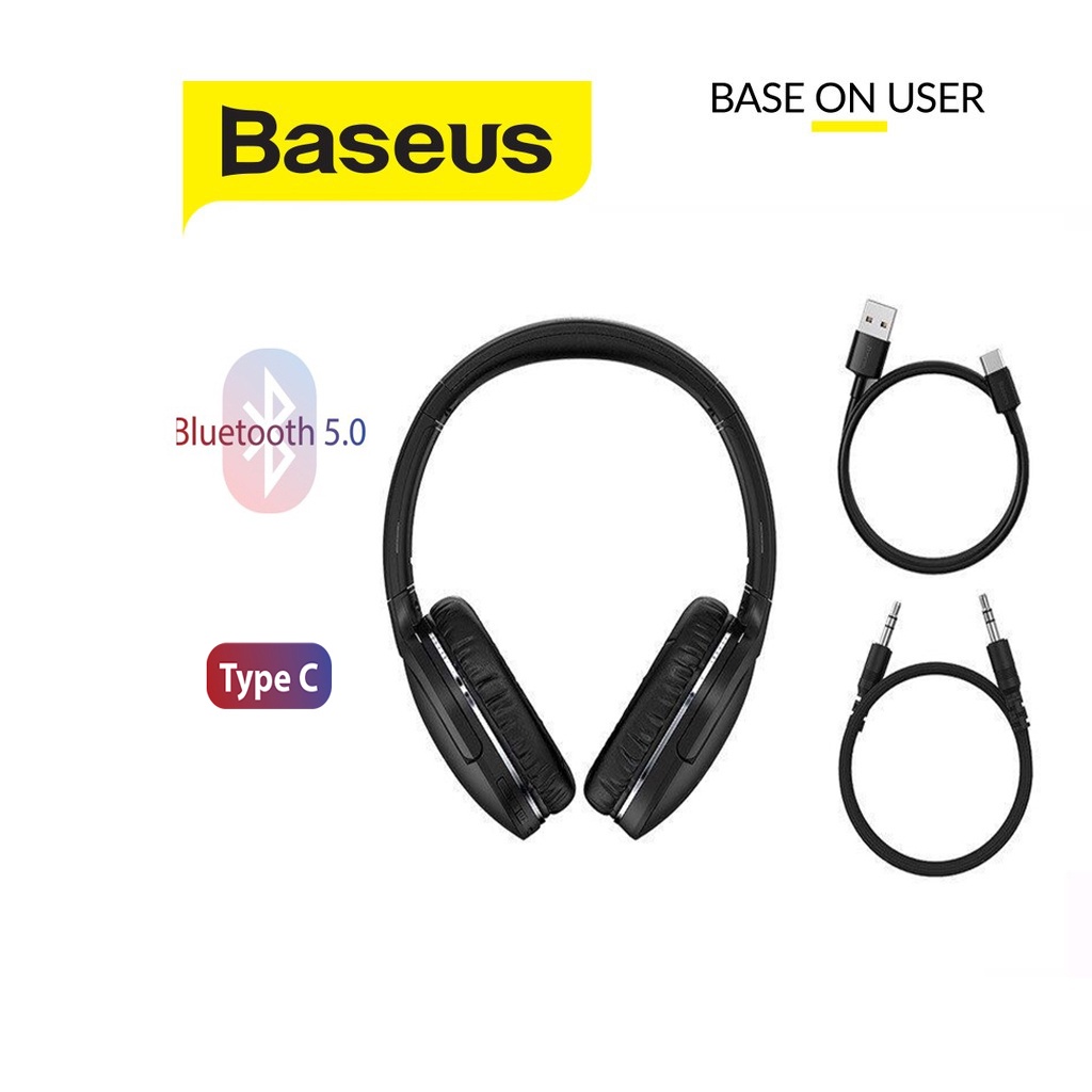 Tai nghe Bluetooth Baseus Encok D02 Pro (Wireless Headphone NGD02-C01) gấp gọn kèm sạc Type-C