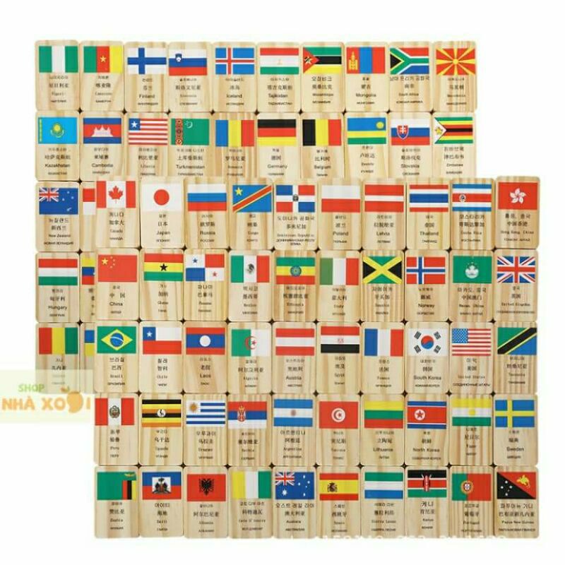 Domino gỗ 100 quân hình cờ