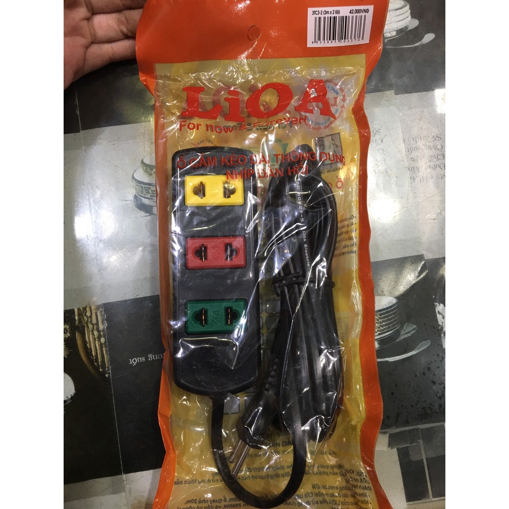 Ổ cắm điện LIOA 3TS3-2 3 ổ cắm công suất 1000W 3m/5m