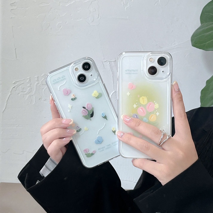 Huawei Y9S Y9 Prime 2019 Nova 7 7i SE 3 5T 4e Honor 20 8X Mate 40 30 20 P40 P30 P20 Pro Lite Butterfly Flowers Tulip Airbag Shockproof Clear Space Phone Case Fine Hole Back Cover JSCK 17