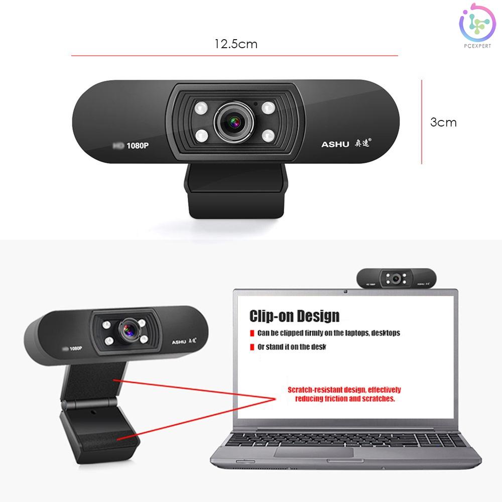 ASHU USB 2.0 Web Digital Camera Full 1080P Webcams with Microphone Clip-on 2.0 Megapixel CMOS Camera Web Cam for Computer PC Laptop