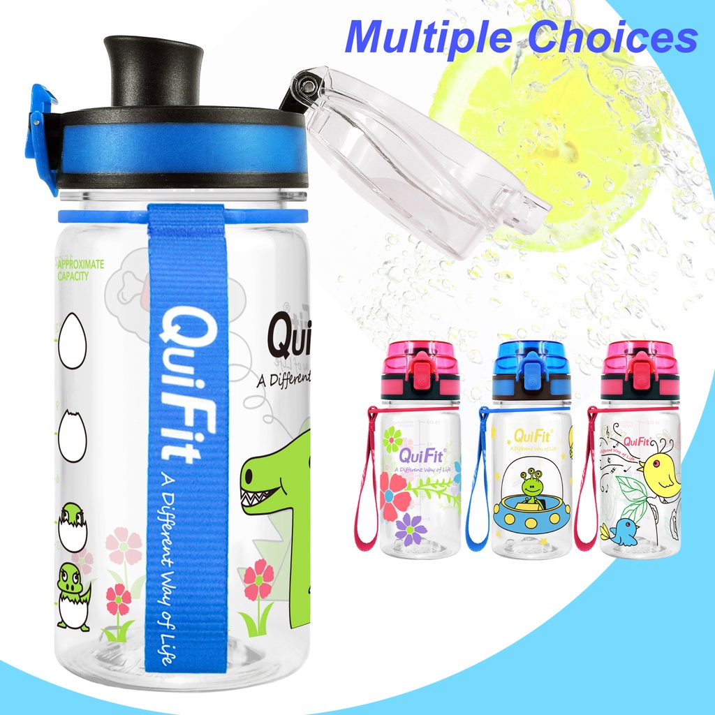 Bình nước Quifit không chứa BPA có vạch đánh dấu thời gian dung tích 450ML cho trẻ em