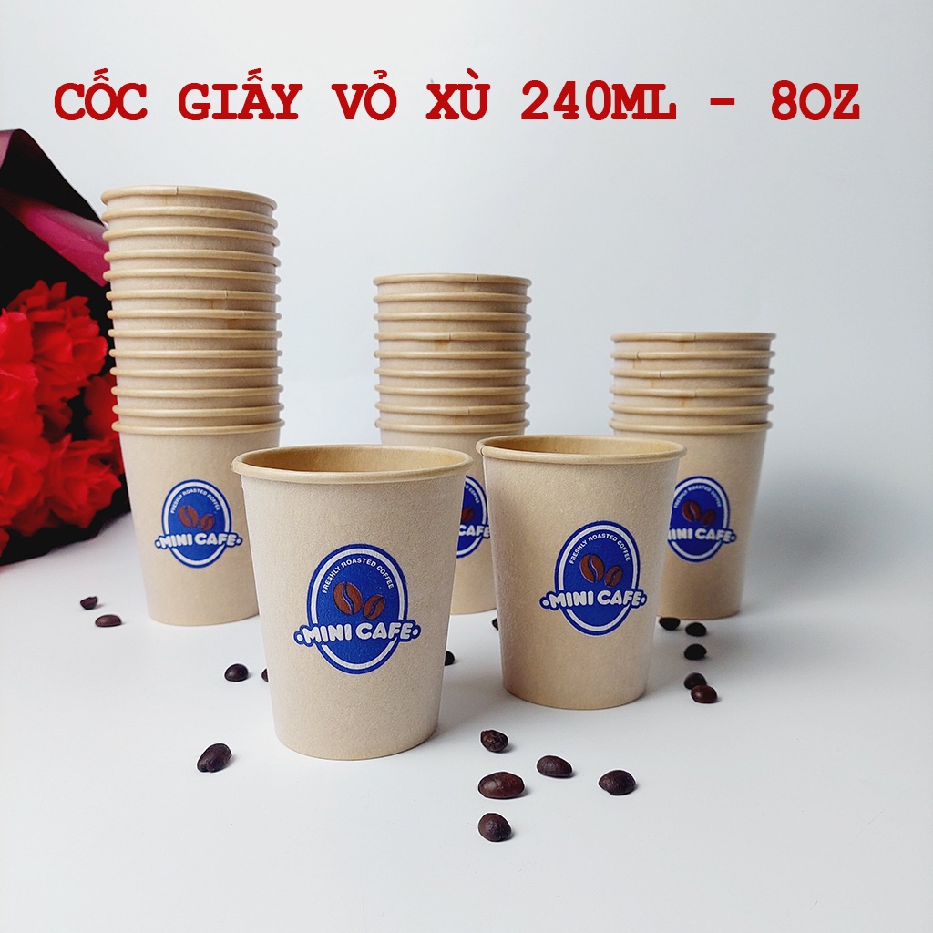 50 chiếc cốc giấy 240ml - 8oz  mini cafe Ly giấy NHẬP KHẨU HÀN QUỐC