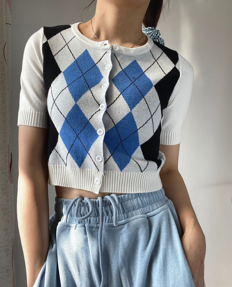 SUXI Áo Sơ Mi Ngắn Tay Họa Tiết Ca Rô Phong Cách Hàn Quốc Dành Cho Nữ