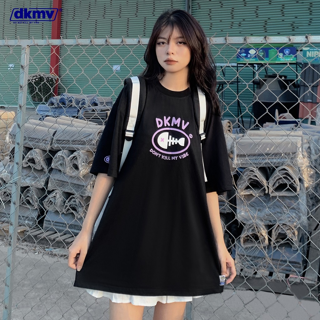 Áo thun unisex form rộng nữ nhiều màu Don't Kill My Vibe | DKMV Tee Logo Color