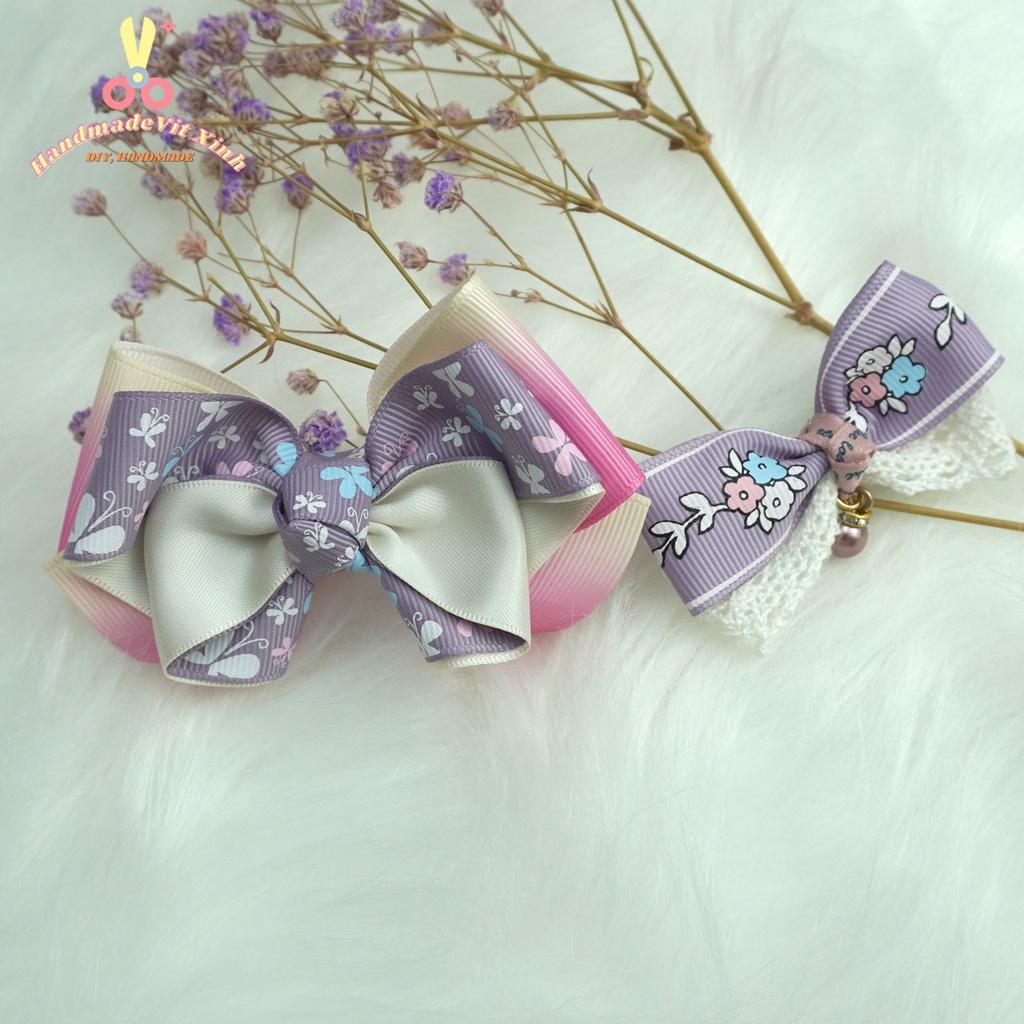 Kẹp Tóc Handmade - Nơ Tím