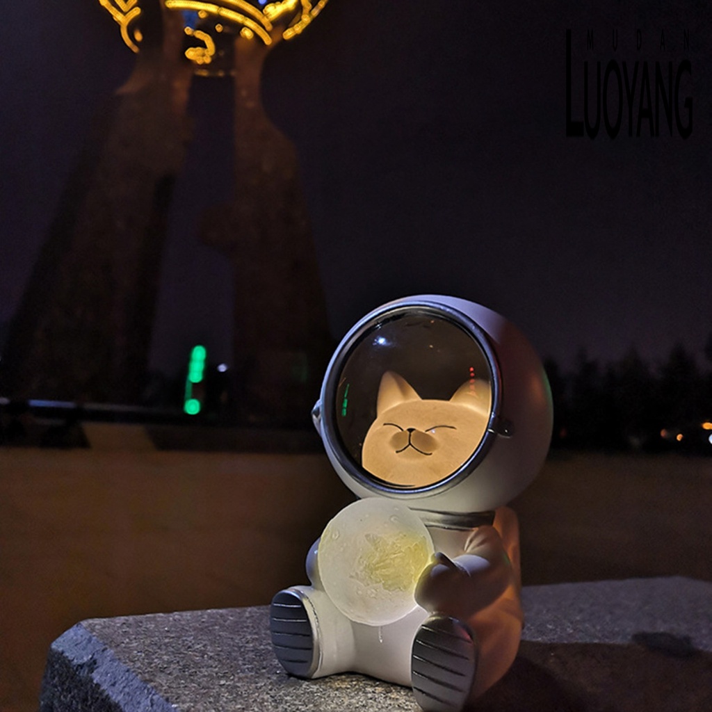 Ny-đèn Để Bàn Hình Mèo Phi Hành Gia Bằng Nhựa Resin Đáng Yêu Dành Cho Văn Phòng