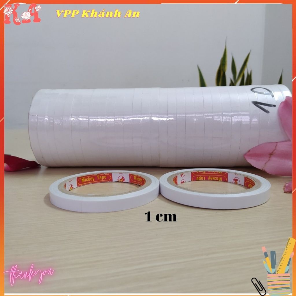 Băng dính 2 mặt 1cm, 1.5cm, 2cm, 4.8cm loại dày - Băng keo 2 mặt