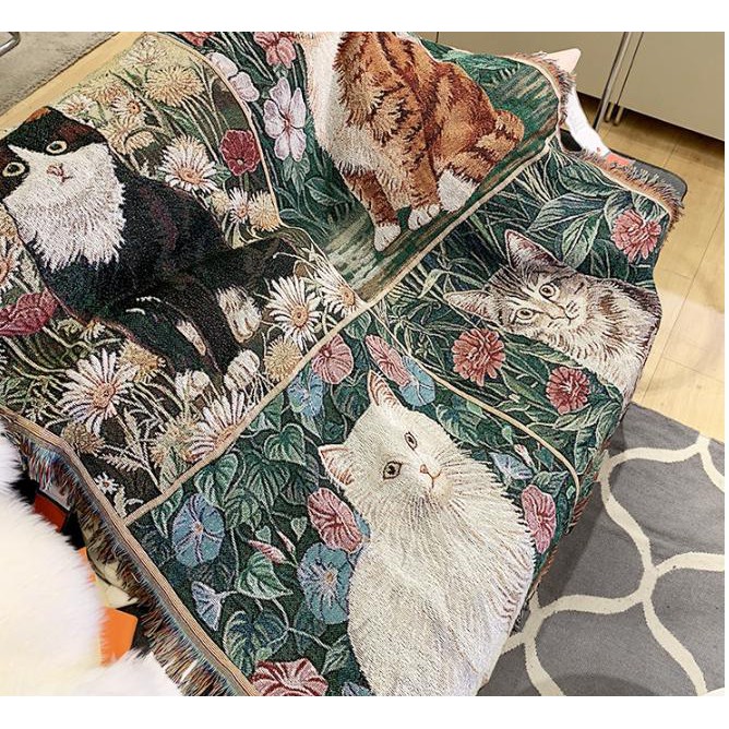 Thảm treo tường họa tiết vintage chăn trải shopha chống bụi, phong cách boho vintage freestyle