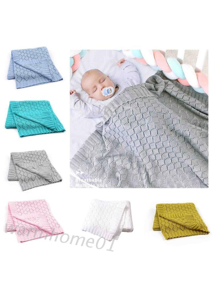 WM Knitted Hollow Soft Baby Blankets Newborn Bebes Swaddle Wrap Infant Kid Stroller