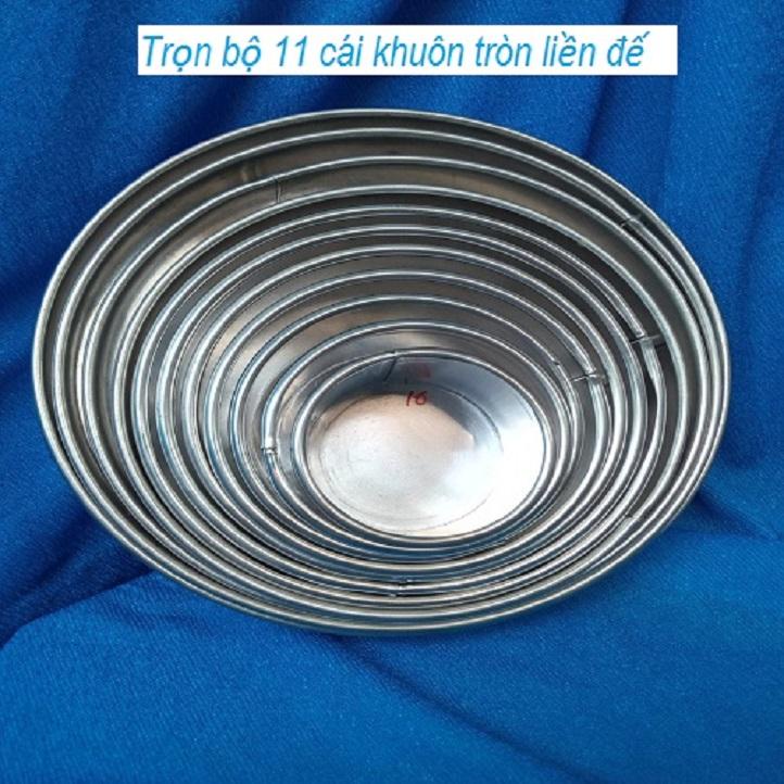 Khuôn Tròn nhôm gò đế liền cao 8cm - dùng cho món bánh nướng, bánh hấp, vật liệu dày, mép hàn kín.