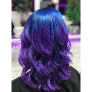 Thuốc Nhuộm Tóc Nâu Tím Ánh Xanh Lên Màu Đẹp Medium Blonde Violet Blue Hair Dye Cream 7/28