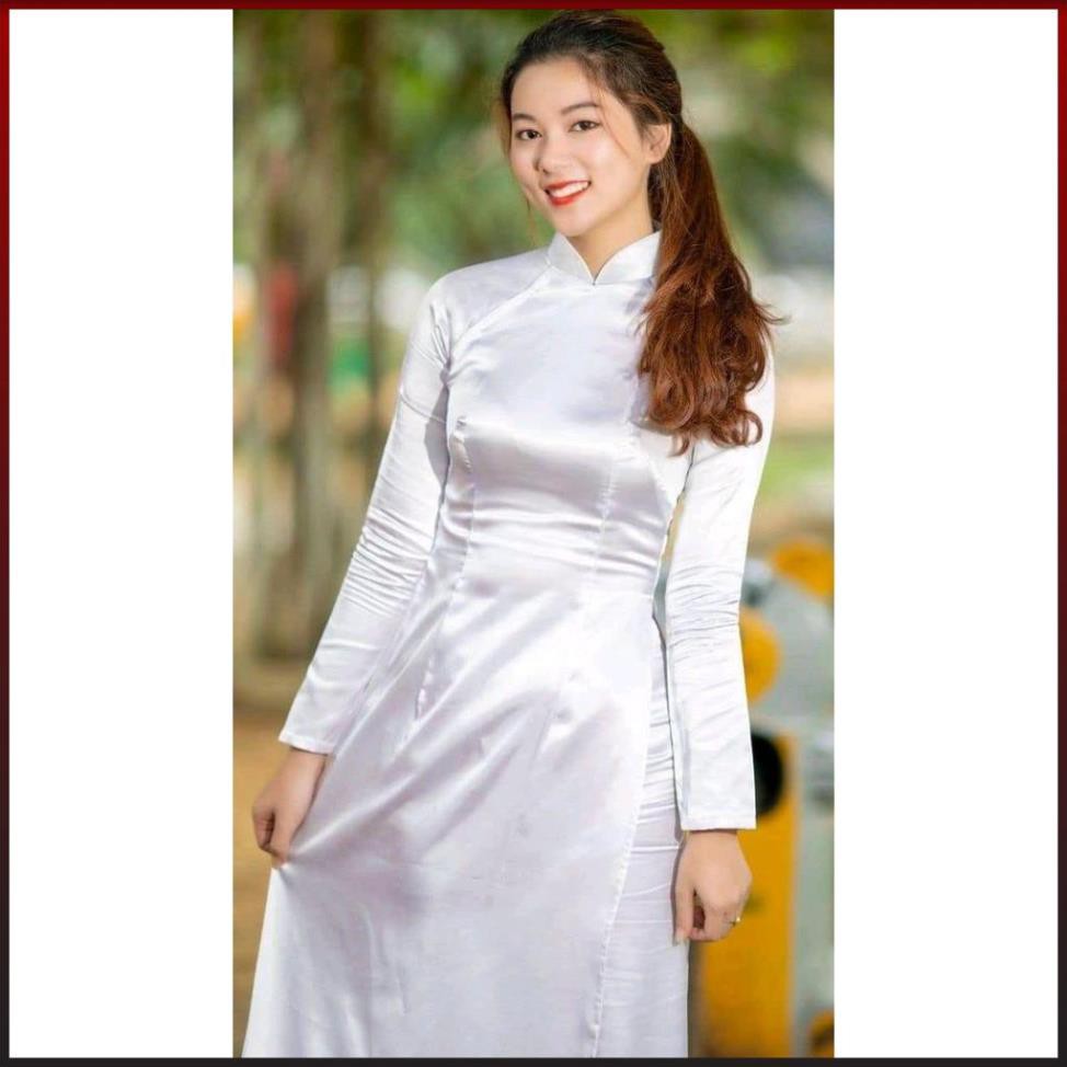 [HÀNG LOẠI 1 - CÓ MAY ĐO] ÁO DÀI PHI BÓNG TRẮNG LỤA PHƯỚC THỊNH, ÁO DÀI TRUYỀN THỐNG, ÁO DÀI HỌC SINH ADT2TPBT