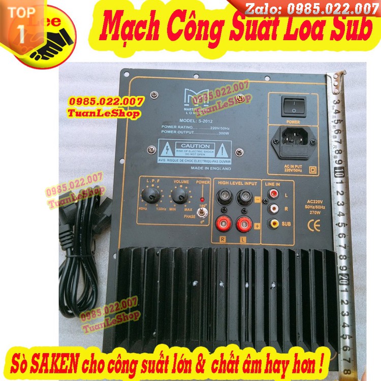 MẠCH LOA SUB NGUỒN ĐỒNG -MẠCH CÔNG SUẤT LOA SIÊU TRẦM MARITN - 2 SÒ SANKEN - MẠCH SIÊU TRẦM