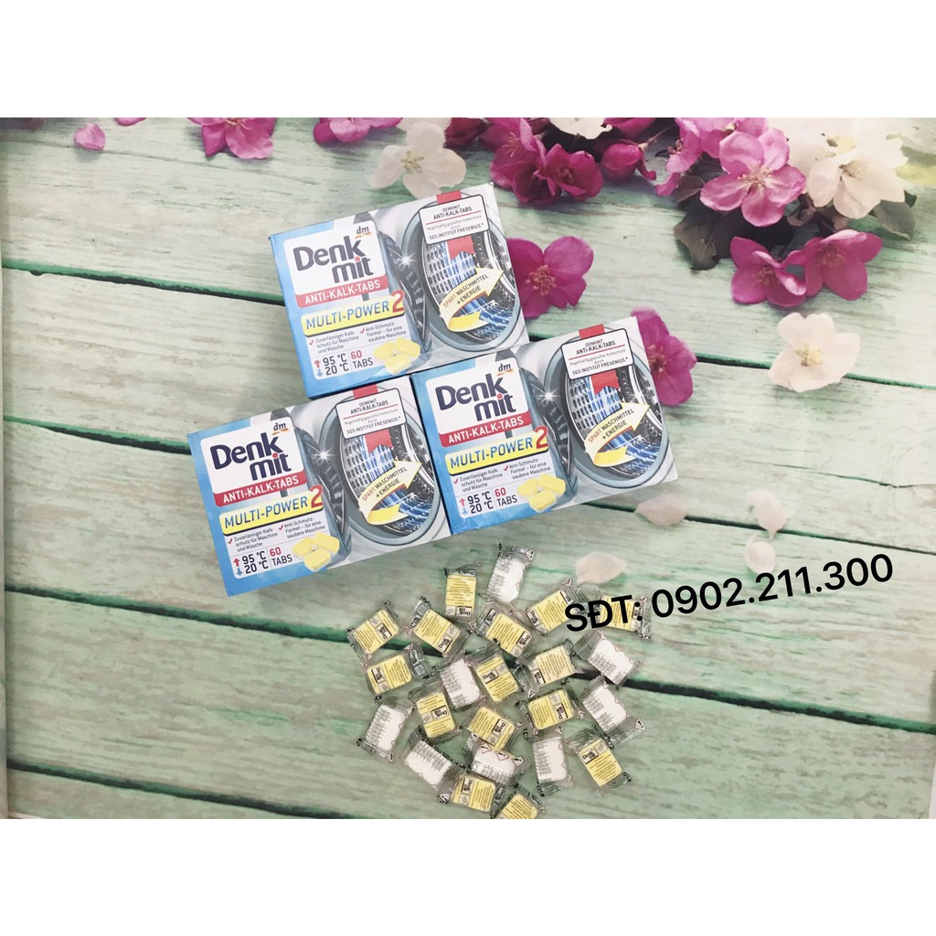 Bán sỉ hộp 60 viên tẩy lồng máy giặt Denkmit - Đức ( 60 viên/hộp)