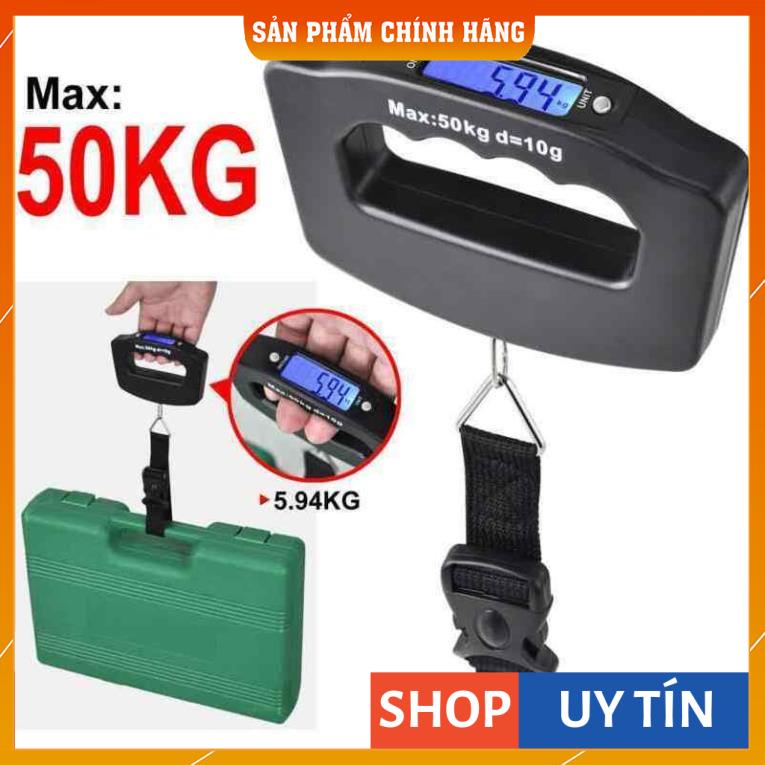 Cân hành lý điện tử cầm tay, cân treo mini 50kg dùng pin AAA màn hình LCD, cân vali, hàng hóa, hành lí du lịch.